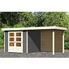 Woodfeeling | Tuinhuis Askola 3,5 met Overkapping 2,4 en Achterwand | Terragrijs
