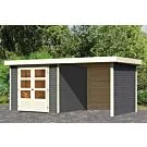 Woodfeeling | Tuinhuis Askola 3,5 met Overkapping 2,4, Zij- en Achterwand | Terragrijs