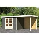 Woodfeeling | Tuinhuis Askola 5 met Overkapping 2,8 en Achterwand | Terragrijs