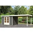 Woodfeeling | Tuinhuis Askola 5 met Overkapping 2,4 en Achterwand | Terragrijs