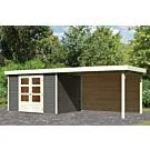 Woodfeeling | Tuinhuis Askola 5 met Overkapping 2,4, Zij- en Achterwand | Terragrijs