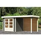 Woodfeeling | Tuinhuis Askola 2 met Overkapping 2,4 en Achterwand | Terragrijs