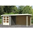 Woodfeeling | Tuinhuis Askola 2 met Overkapping 2,8 en Achterwand | Terragrijs