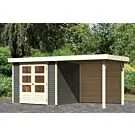 Woodfeeling | Tuinhuis Askola 3 met Overkapping 2,4 en Achterwand | Terragrijs