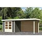 Woodfeeling | Tuinhuis Askola 3 met Overkapping 2,8 en Achterwand | Terragrijs