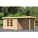 Woodfeeling | Tuinhuis Askola 4 met Overkapping 2,4 en Achterwand | Terragrijs