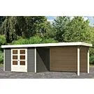 Woodfeeling | Tuinhuis Askola 4 met Overkapping 2,8 en Achterwand | Terragrijs