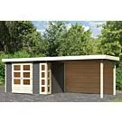 Woodfeeling | Tuinhuis Kerko 4 met Overkapping 2,8 en Achterwand | Terragrijs
