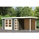 Woodfeeling | Tuinhuis Kerko 5 met Overkapping 2,4 en Achterwand | Terragrijs