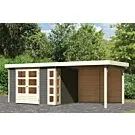 Woodfeeling | Tuinhuis Kerko 5 met Overkapping 2,8 en Achterwand | Terragrijs