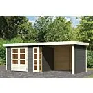 Woodfeeling | Tuinhuis Kerko 5 met Overkapping 2,8, Zij- en Achterwand | Terragrijs