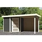 Woodfeeling | Tuinhuis Schwandorf 3 met Overkapping 2,4 en Achterwand | Terragrijs