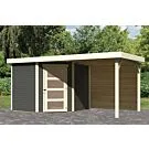 Woodfeeling | Tuinhuis Schwandorf 5 met Overkapping 2,5 en Achterwand | Terragrijs