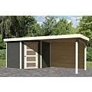 Woodfeeling | Tuinhuis Schwandorf 5 met Overkapping 2,8 en Achterwand | Terragrijs