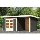 Woodfeeling | Tuinhuis Kandern 6 met Overkapping 2,6, Zij- en Achterwand | Terragrijs