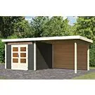 Woodfeeling | Tuinhuis Kandern 6 met Overkapping 3,2 en Achterwand | Terragrijs