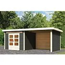 Woodfeeling | Tuinhuis Kandern 6 met Overkapping 3,2, Zij- en Achterwand | Terragrijs