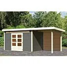 Woodfeeling | Tuinhuis Kandern 7 met Overkapping 2,6 en Achterwand | Terragrijs