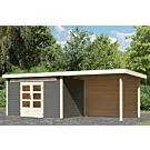 Woodfeeling | Tuinhuis Kandern 7 met Overkapping 3,2 en Achterwand | Terragrijs