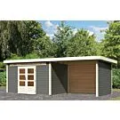 Woodfeeling | Tuinhuis Kandern 7 met Overkapping 3,2, Zij- en Achterwand | Terragrijs