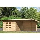 Woodfeeling | Tuinhuis Northeim 3 met Overkapping 3,3 en Achterwand | Onbehandeld