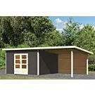 Woodfeeling | Tuinhuis Northeim 5 met Overkapping 3,3 en Achterwand | Terragrijs