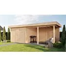 Lugarde Select Modern tuinhuis met overkapping Lelystad 300x300cm + 400cm - Onbehandeld