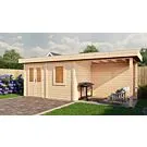 Lugarde Select Modern | Tuinhuis Neerkant met Veranda Rechts 388 + 300 x 250 | Onbehandeld