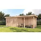Lugarde Select Modern | Tuinhuis Dronten met Veranda Rechts 388 + 400 x 250 | Onbehandeld