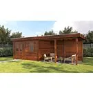 Lugarde Select Modern | Tuinhuis Dronten met Veranda Rechts 388 + 400 x 250 | Bruin Geolied
