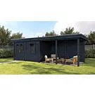 Lugarde Select Modern | Tuinhuis Dronten met Veranda Rechts 388 + 400 x 250 | Zwart Geolied