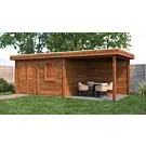 Lugarde Select Modern tuinhuis met overkapping Emmen 388x300cm + 300cm - Bruine olie