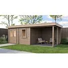 Lugarde Select Modern tuinhuis met overkapping Almere 388x388cm + 300cm - Onbehandeld