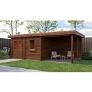 Lugarde Select Modern | Tuinhuis Almere met Veranda Rechts 388 + 300 x 388 | Bruin Geolied