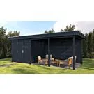 Lugarde Select Modern | Tuinhuis Dordrecht met Veranda Rechts 250 + 400 x 250 | Zwart Geolied