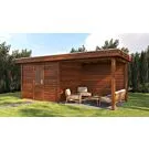 Lugarde Select Modern | Tuinhuis Tilburg met Veranda Rechts 300 + 300 x 250 | Bruin Geolied