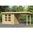 Woodfeeling | Tuinhuis Askola 3,5 met Overkapping 2,8, Zij- en Achterwand | Terragrijs