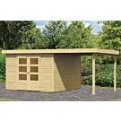 Woodfeeling | Tuinhuis Askola 5 met Overkapping 2,4, Zij- en Achterwand | Onbehandeld