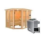 Karibu | Ainur 3 Sauna met Dakkraag | Kachel 9 kW Externe Bediening