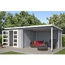 Outdoor Life Products | Tuinhuis met Overkapping Manuel 600 x 275 | Gecoat | Platinum Grey-Wit