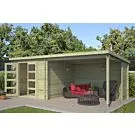 Outdoor Life Products | Tuinhuis met Overkapping Manuel 600 x 275 | Geïmpregneerd | Olijfgroen