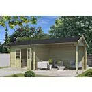 Outdoor Life Products | Tuinhuis met Overkapping Maribel 680 x 300 | Geïmpregneerd | Olijfgroen