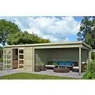 Outdoor Life Products | Tuinhuis met Overkapping Olenka 710 x 330 | Geïmpregneerd | Olijfgroen