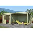 Outdoor Life Products | Tuinhuis met Overkapping Sunniva 570 x 275 | Geïmpregneerd | Olijfgroen