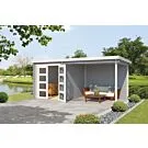 Outdoor Life Products | Tuinhuis met Overkapping Helena 472 x 230 | Gecoat | Platinum Grey-Wit