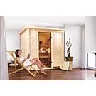 Karibu | Daria Sauna met Dakkraag | Bronzeglas Deur