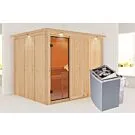 Karibu | Gobin Sauna met Dakkraag | Bronzeglas Deur | Kachel 9 kW Geïntegreerde Bediening