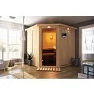 Karibu | Jarin Sauna met Dakkraag | Bronzeglas Deur | Biokachel 9 kW Externe Bediening