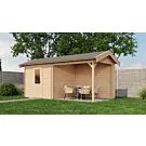 Lugarde Select | Tuinhuis Markelo met Overkapping Rechts 250 + 300 x 250 | Onbehandeld