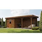 Lugarde Select | Tuinhuis Ede met Overkapping Rechts 250 + 400 x 250 | Keteldruk Bruin